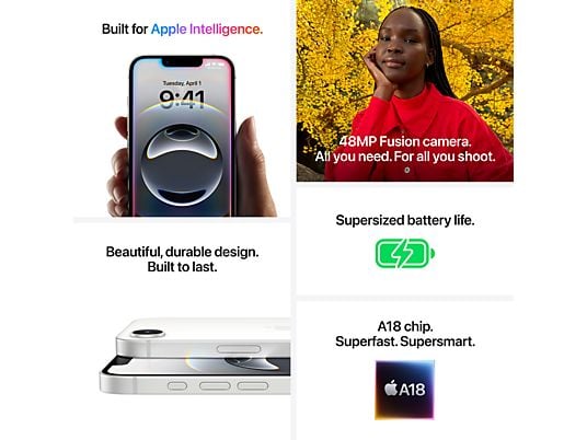 APPLE iPhone 16e - 5G - 128 GB Zwart